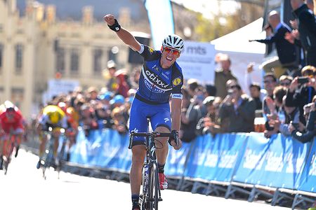 Stijn Vandenbergh punches the air in delight