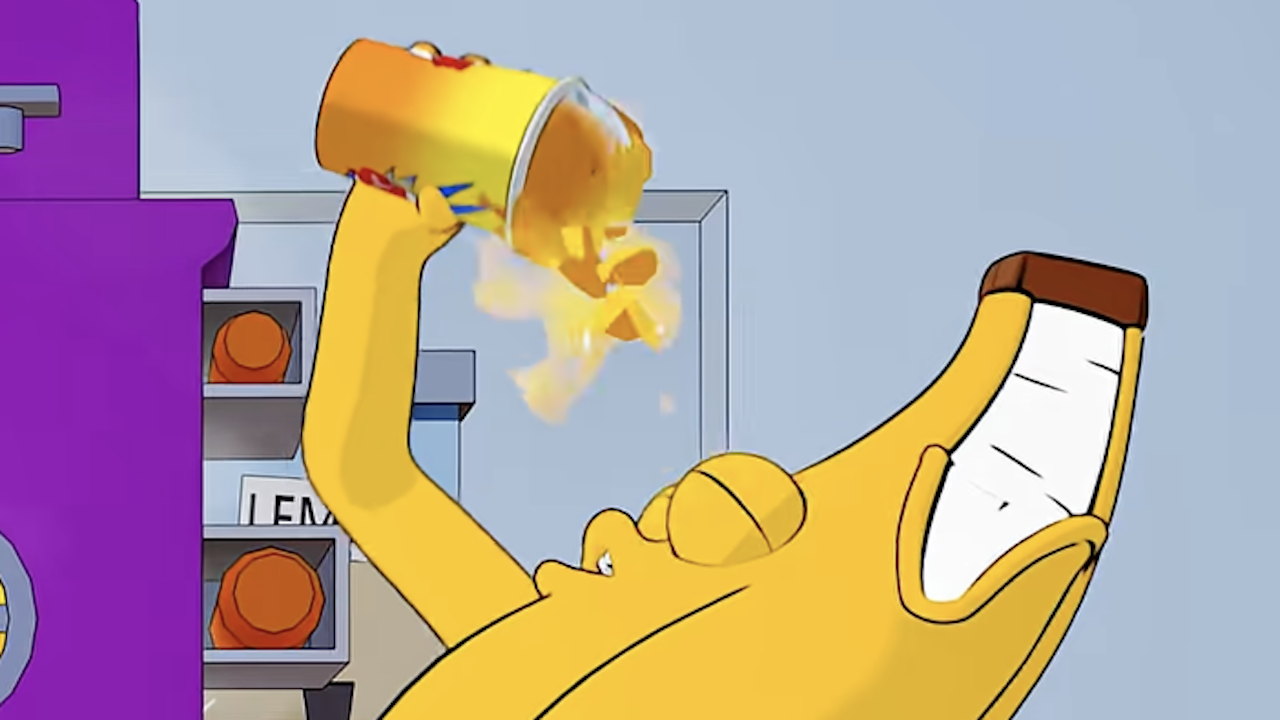 Peely pours a drink over his face