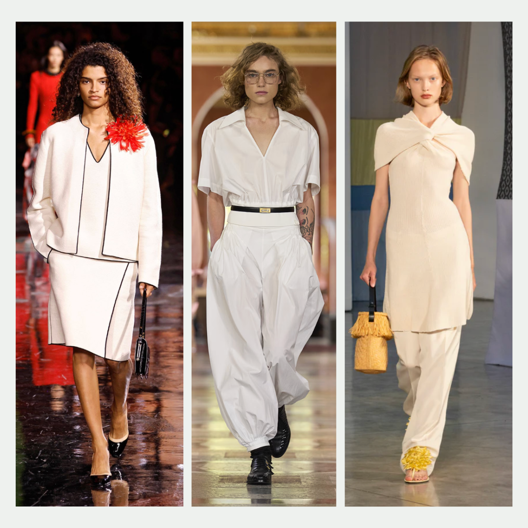 all-white workwear trend ss26 runways - Chanel, Louis Vuitton, Proenza Schouler