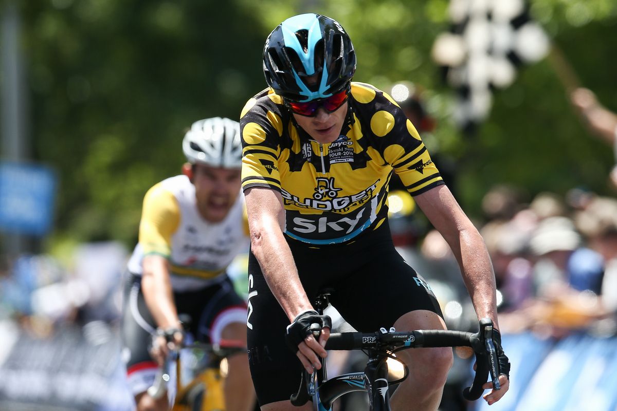Chris Froome in the KOM jersey, finishes fourth