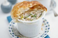 Chicken pot pie with puff pastry