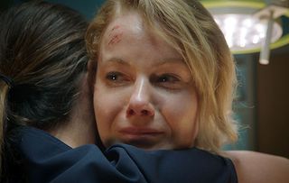 Holby City Chloe Ange hug