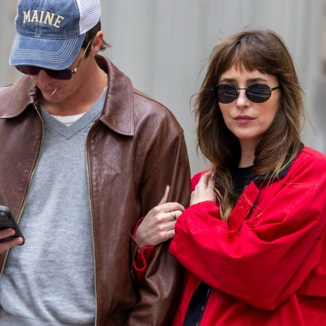 Dakota Johnson wore a strawberry-red barn jacket trend on a date with rumored boyfriend Role Model