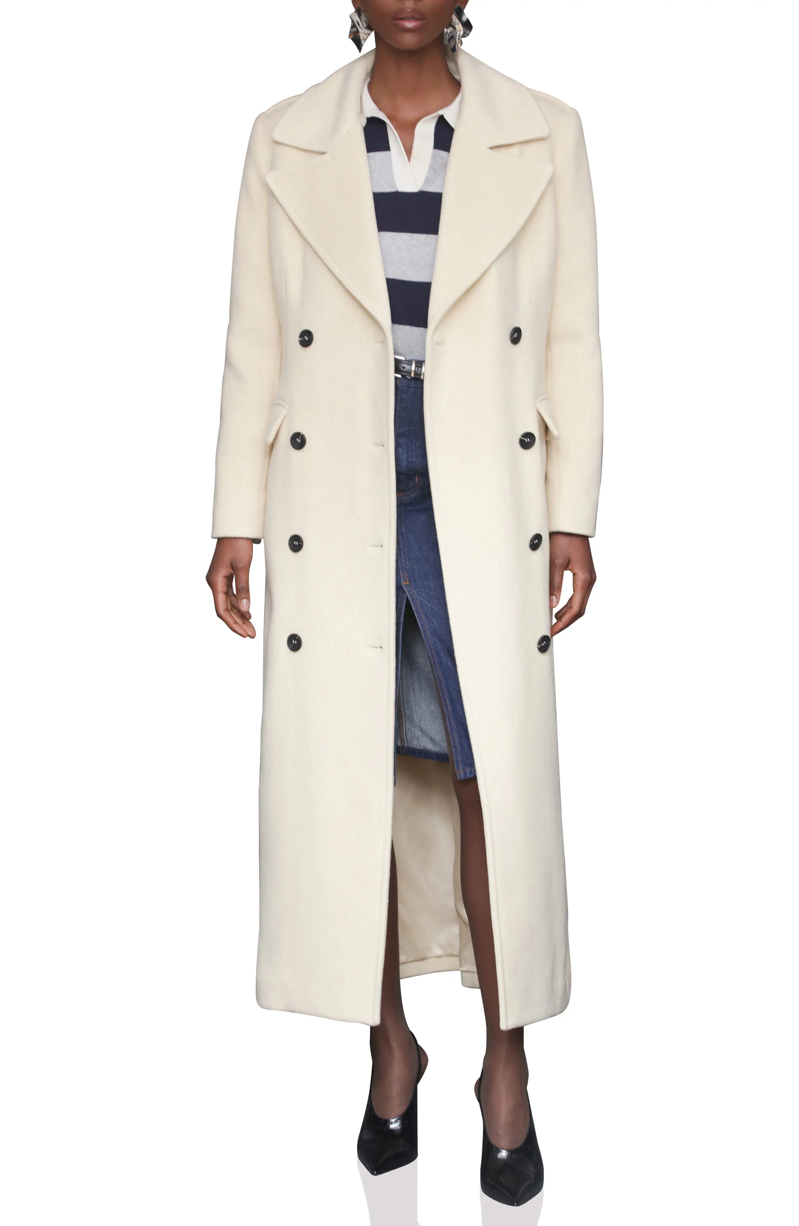 Avec Les Filles, Double Breasted Tailored Maxi Coat