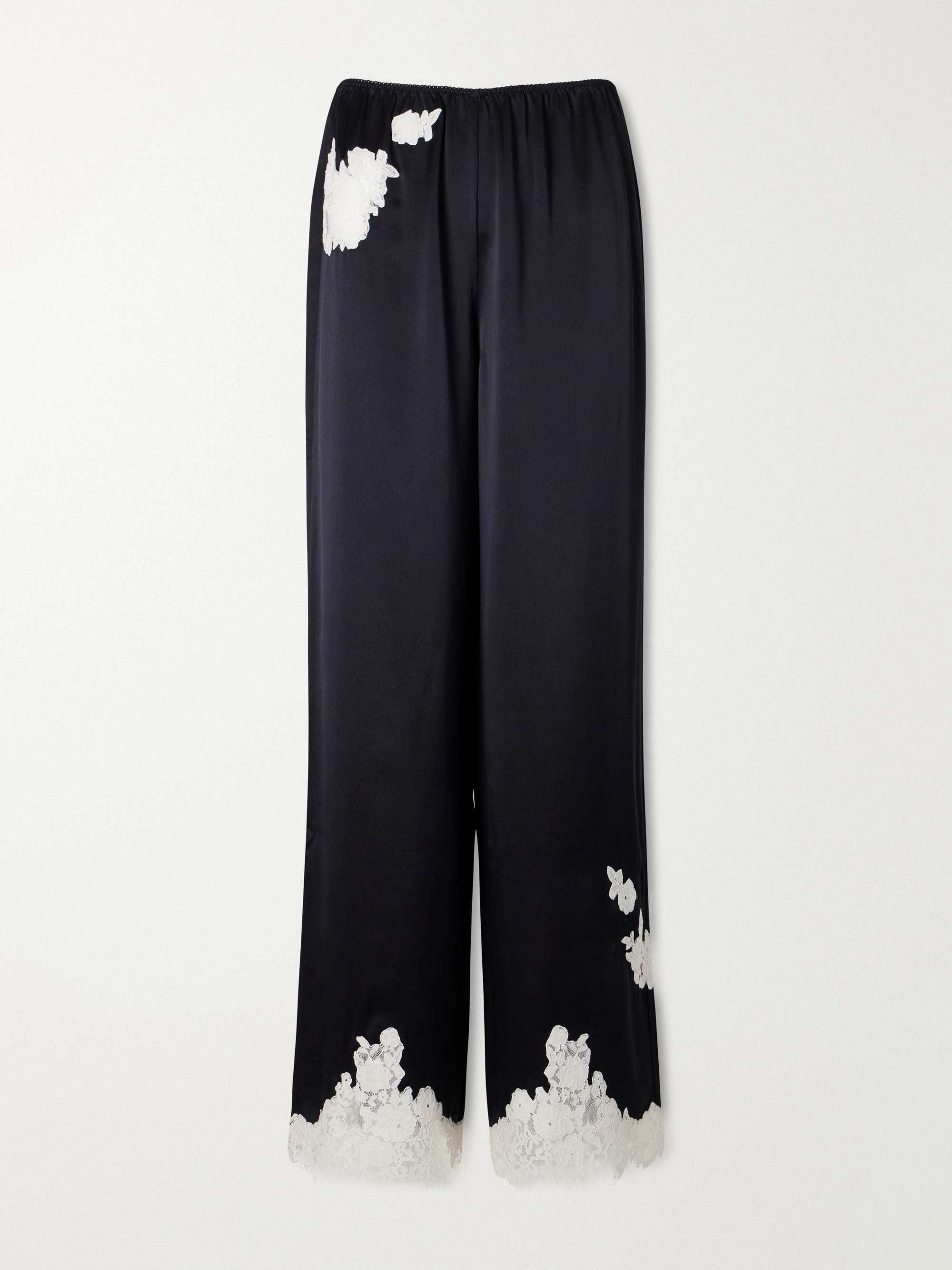 Lavon Lace-Trimmed Silk Pants