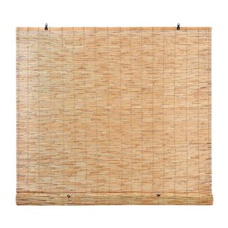 Backyard X-Scapes Reed Blinds Manual Roll-Up Cord Free Roman Shades, Natural