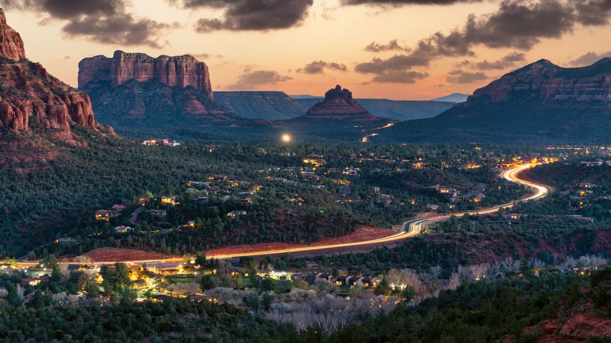 Mountain range at sunset in Sedona, Arizona, USA