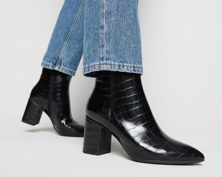 office croc patent ankle boots