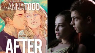 Tessa and Hardin on the cover of After graphic novel by anna todd and Hero fiennes tiffin and josephine langford in After