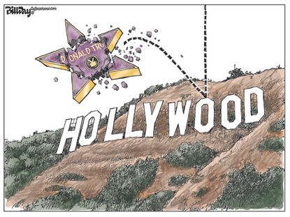 Political cartoon U.S. Trump Hollywood star walk of fame entertainment