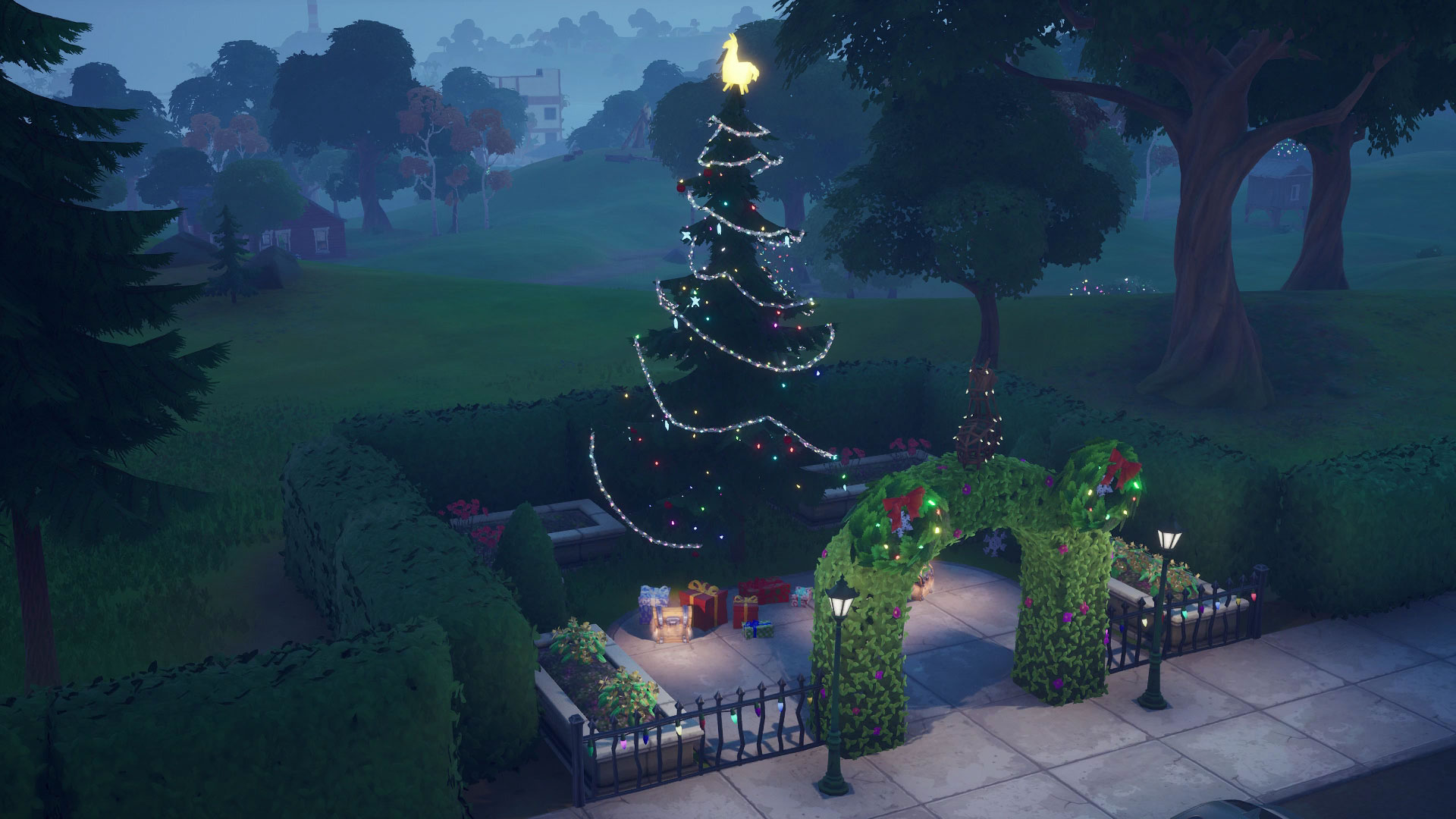 fortnite christmas trees happy hamlet