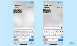 Identical photos search results in iPhone 12 running iOS 18.1 and iPhone 15 Pro running iOS 12