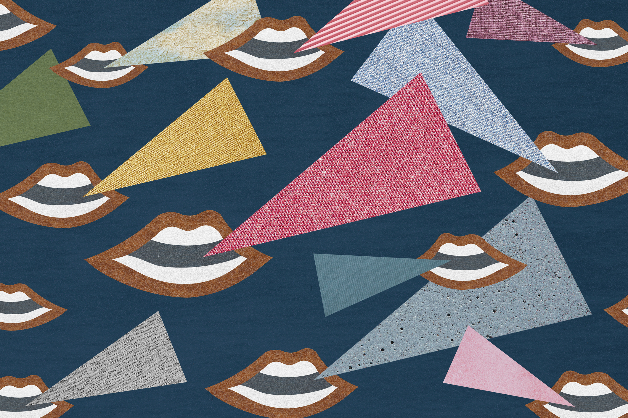 lips with speech bubbles coming out of them in different colours