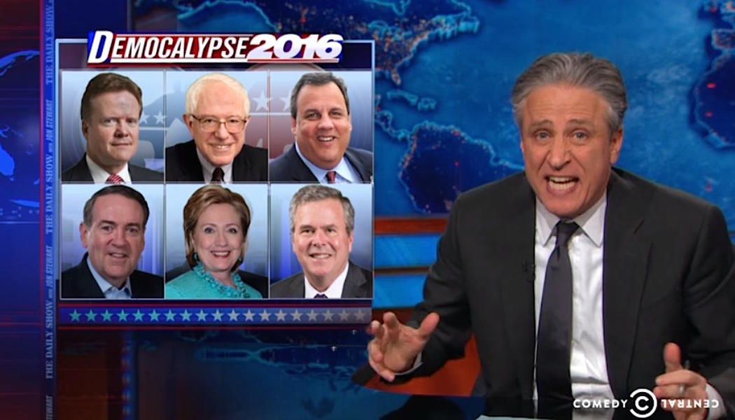 Jon Stewart handicaps the 2016 presidential race, nails Chris Christie for Cowboys embrace