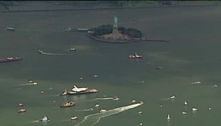 Shuttle Enterprise and Statue of Liberty on June 6, 2012.