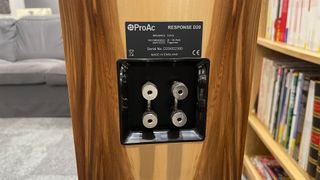 ProAc D20R floorstanding speakers rear of speaker showing binding posts