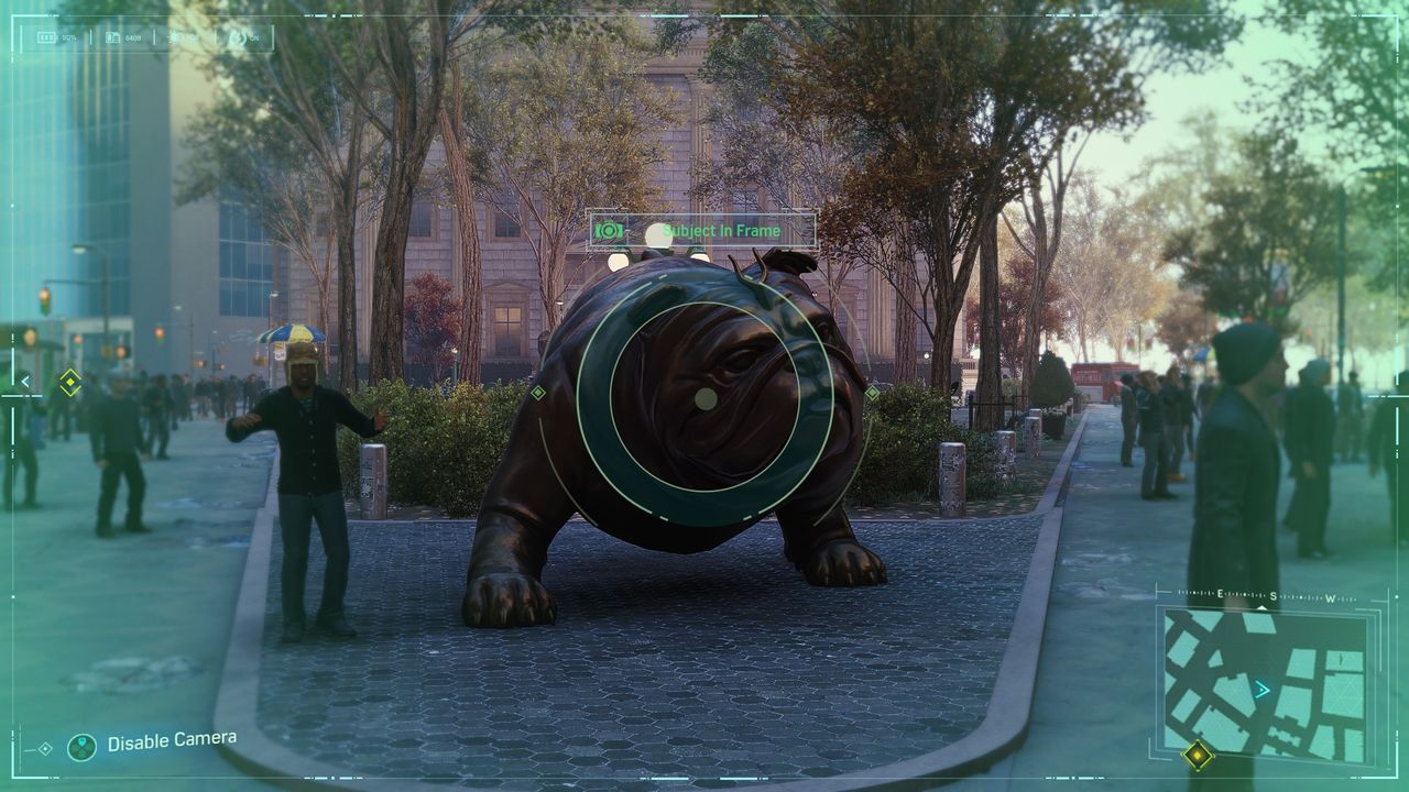 Spider-Man Secret Photo Op of a bulldog statue