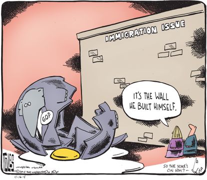 Political cartoon U.S. GOP Immigration Border Wall