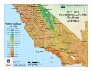 USDA Plant Hardiness Zone Map for Southern California