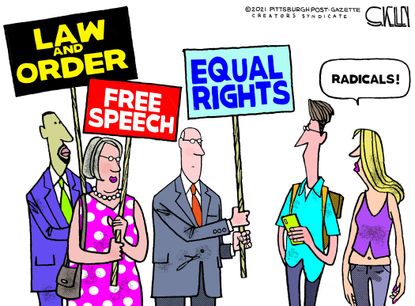 Editorial Cartoon U.S. left right rights radicals