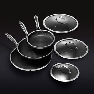 Hybrid Fry Pan Set With Lids, 6pc