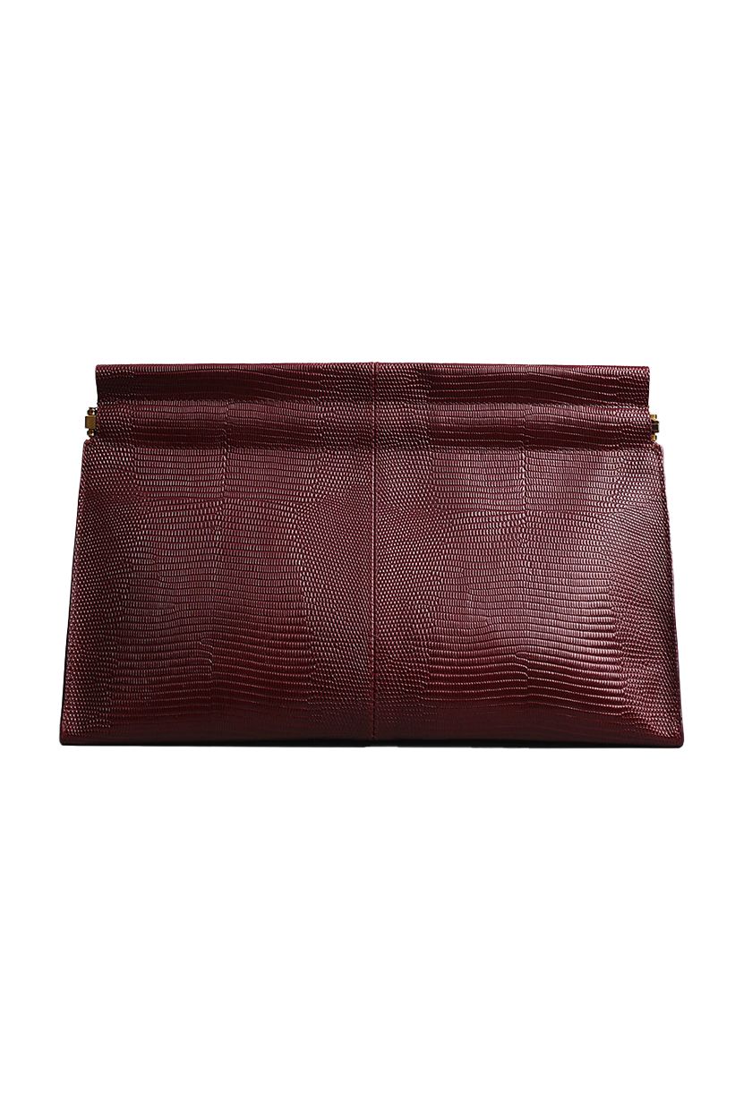 Large Leather Clutch in Burgundy