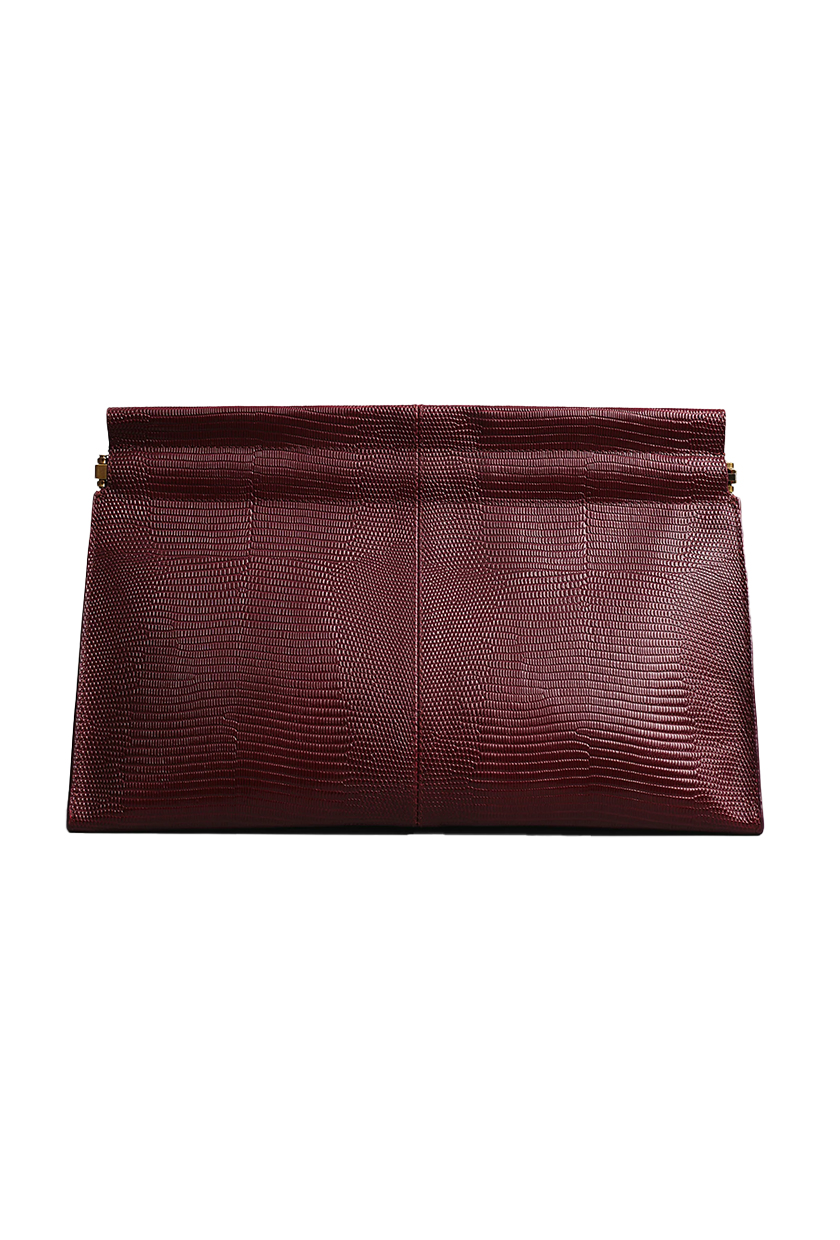 Large Leather Clutch in Burgundy