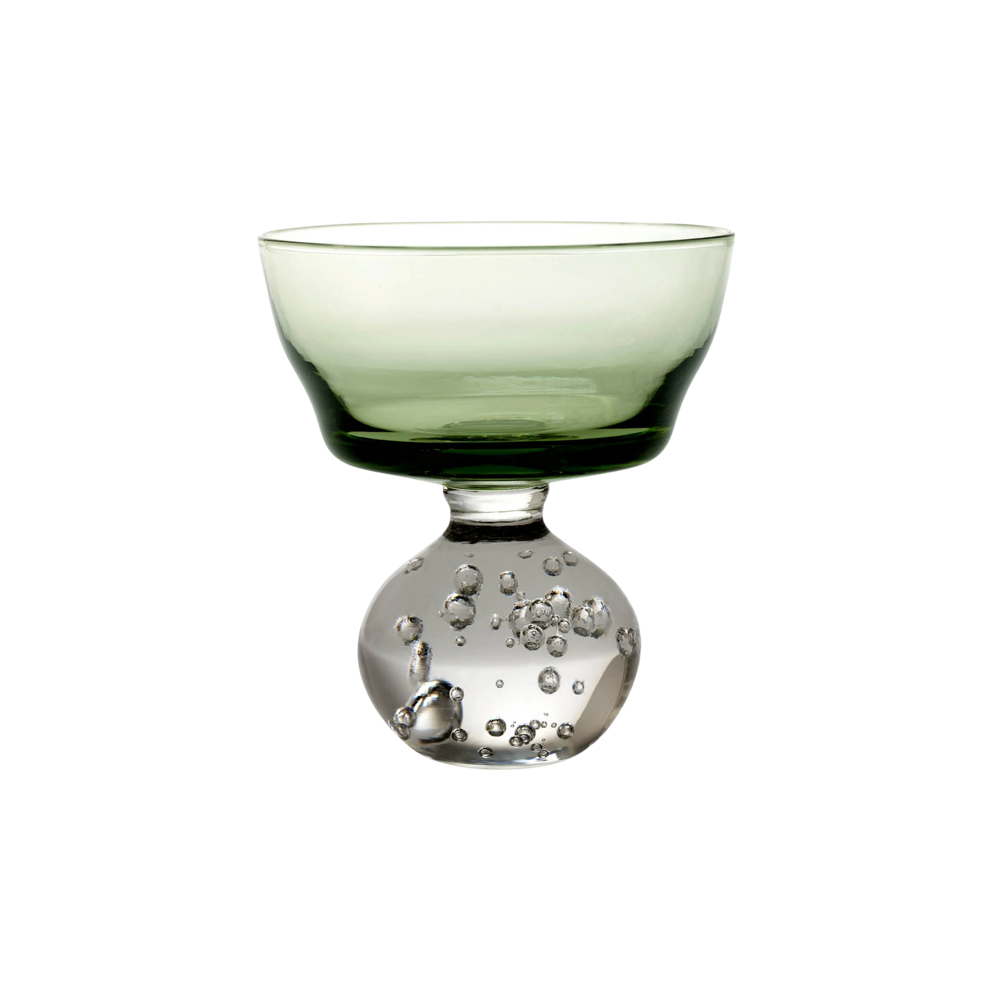 a decorative drink glass with a green cup