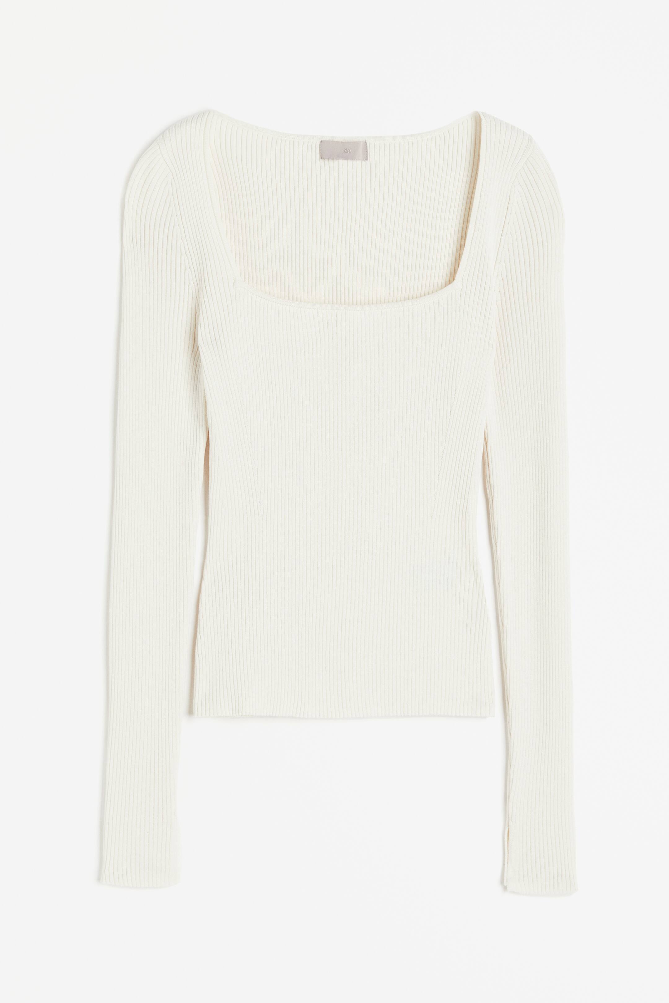 H&amp;amp;M, Square-neck Rib-knit Top