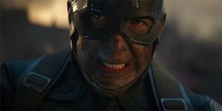 Cap grimacing in battle