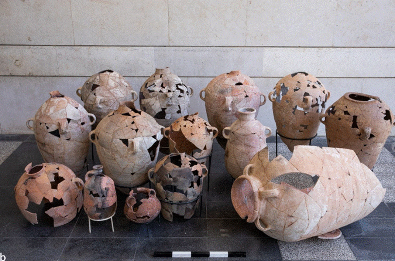 Jars excavated in Jerusalem. It's thought some contained wine possible enriched with vanilla.