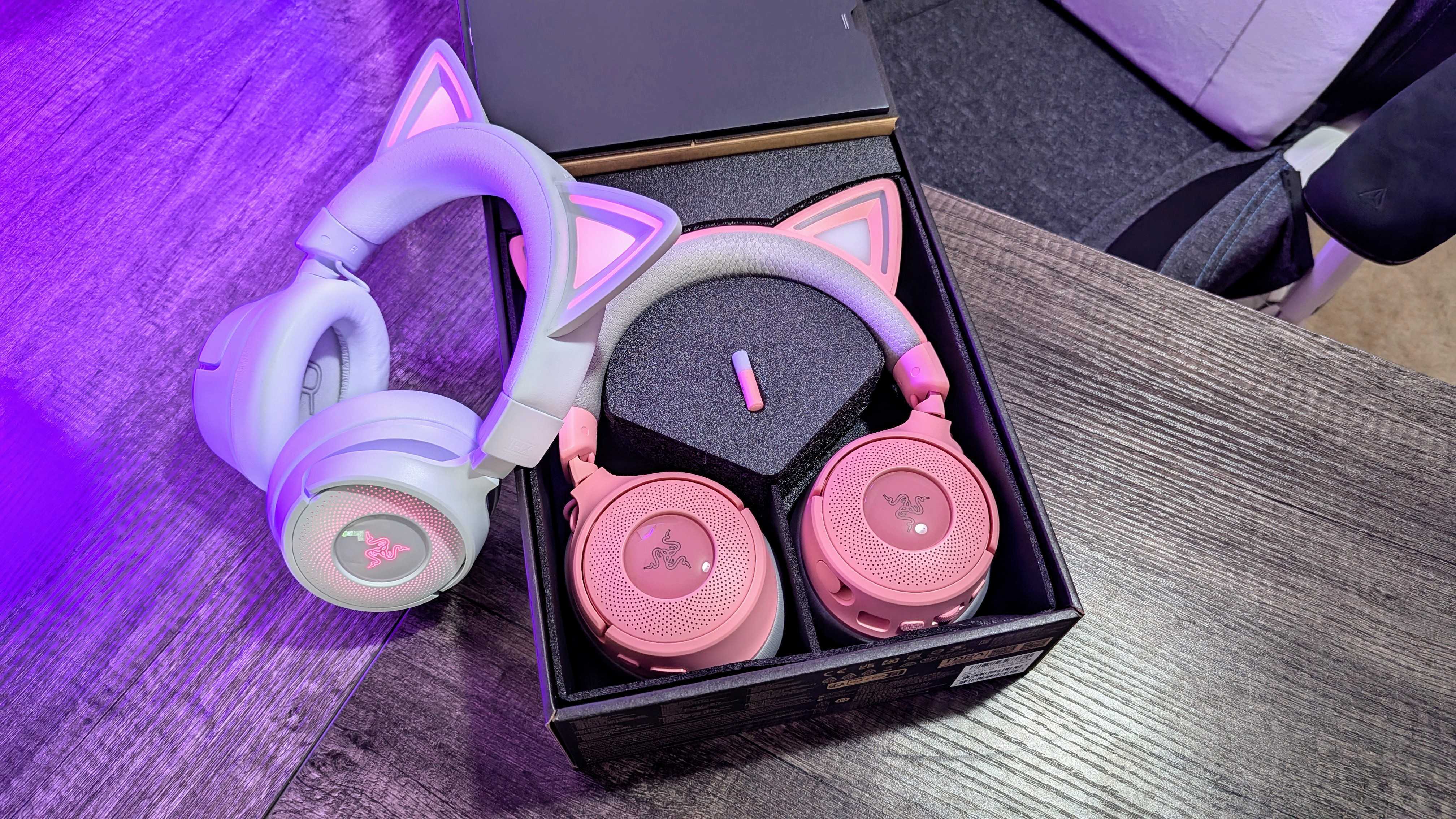 Image of the Razer Kraken Kitty V3 Pro wireless gaming headset.