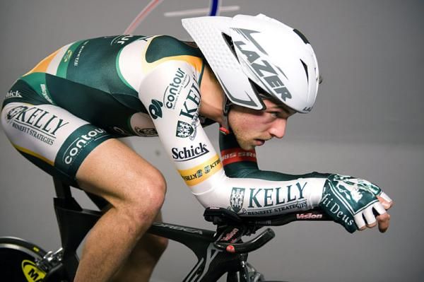 David Veilleux dials in his time trial position.