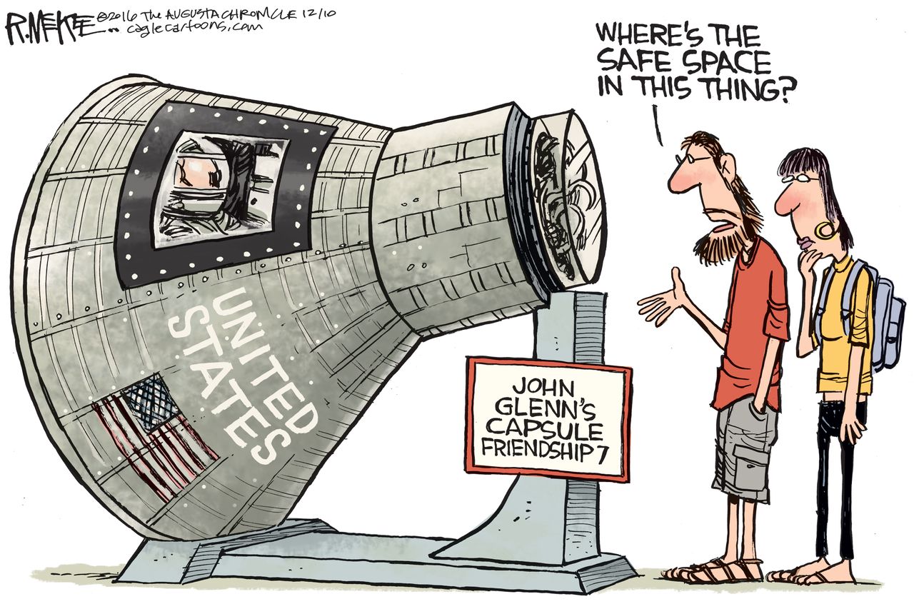 Editorial cartoon U.S. John Glenn Friendship 7