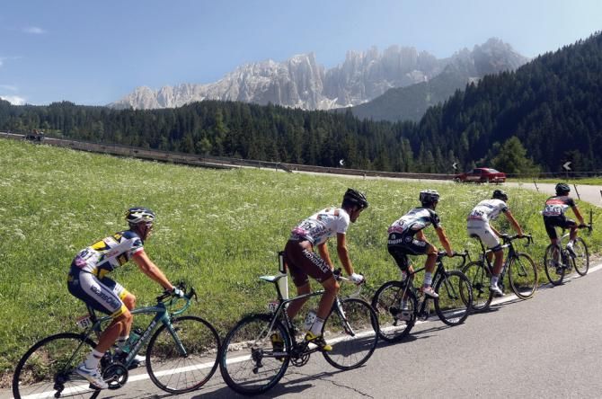 The break take on the Passo Pordoi at the Tour de Pologne