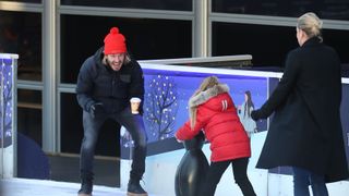 Beckham Family At The NHM Ice Rink Sighting - December 09, 2017