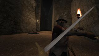 Threatening a guard with a blade