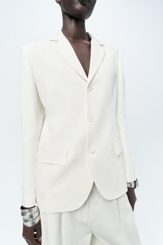 Linen Blend Fitted Blazer Zw Collection