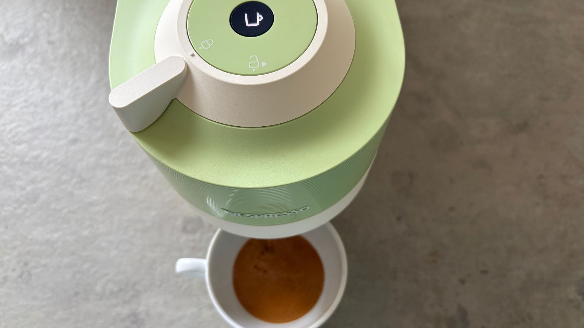 Controls on the Nespresso Vertuo Pop Pistachio