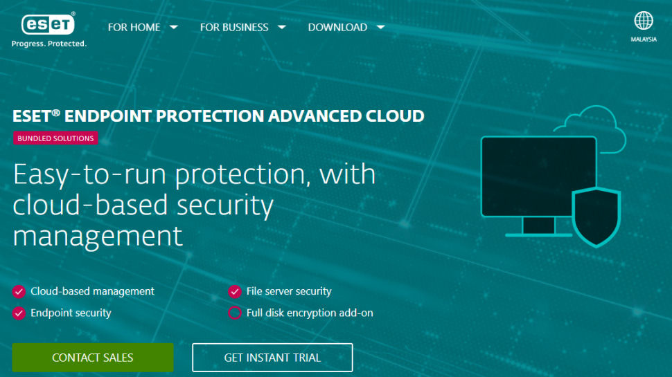Tangkapan layar situs web untuk ESET Endpoint Protection Advanced Cloud
