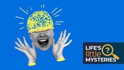 Shining brain inside woman's head illustration