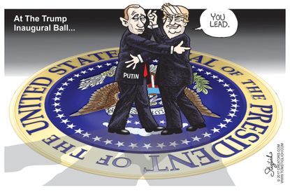 Political cartoon U.S. Donald Trump Vladimir Putin Inaugural ball