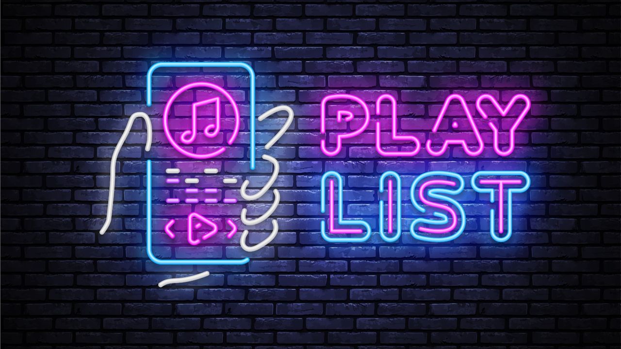 Playlist NPlaylist Neon sign Vector. Music Playlist neon postereon sign Vector. Music Playlist neon poster,