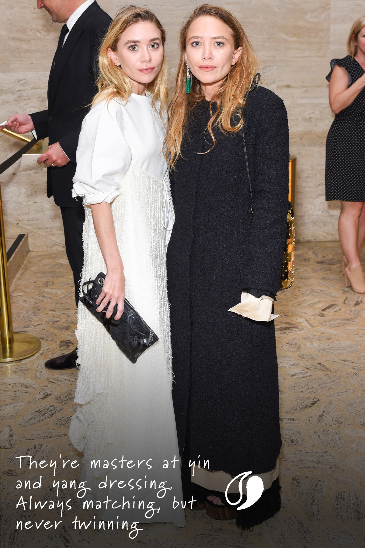 An image of Mary-Kate and Ashley Olsen, including the differences between the two.