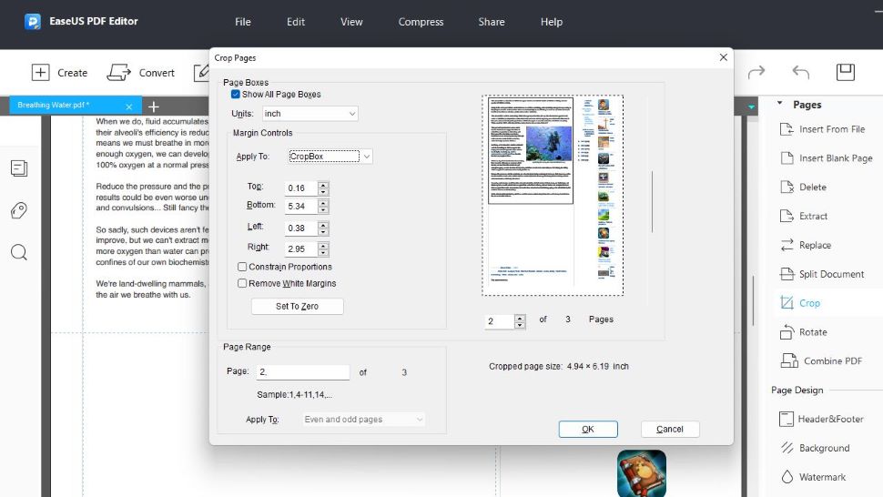 Crop PDF documents and files in EaseUS PDF Editor