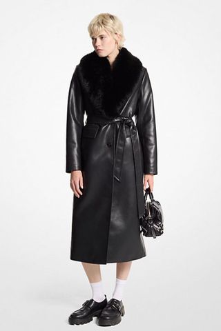 Michael Michael Kors Faux Fur Trim Robe Coat