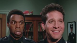 Michael Winslow and Steve Guttenberg in Police Academy 4: Citizens on Patrol