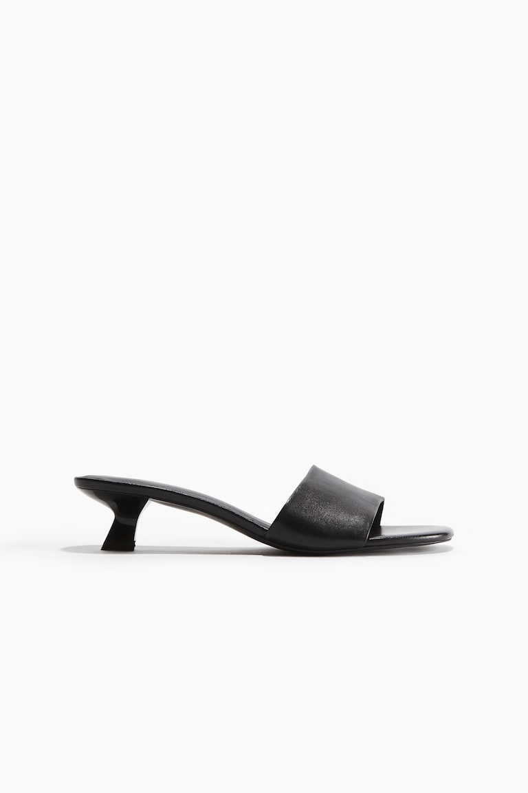 Kitten-Heeled Leather Sandals