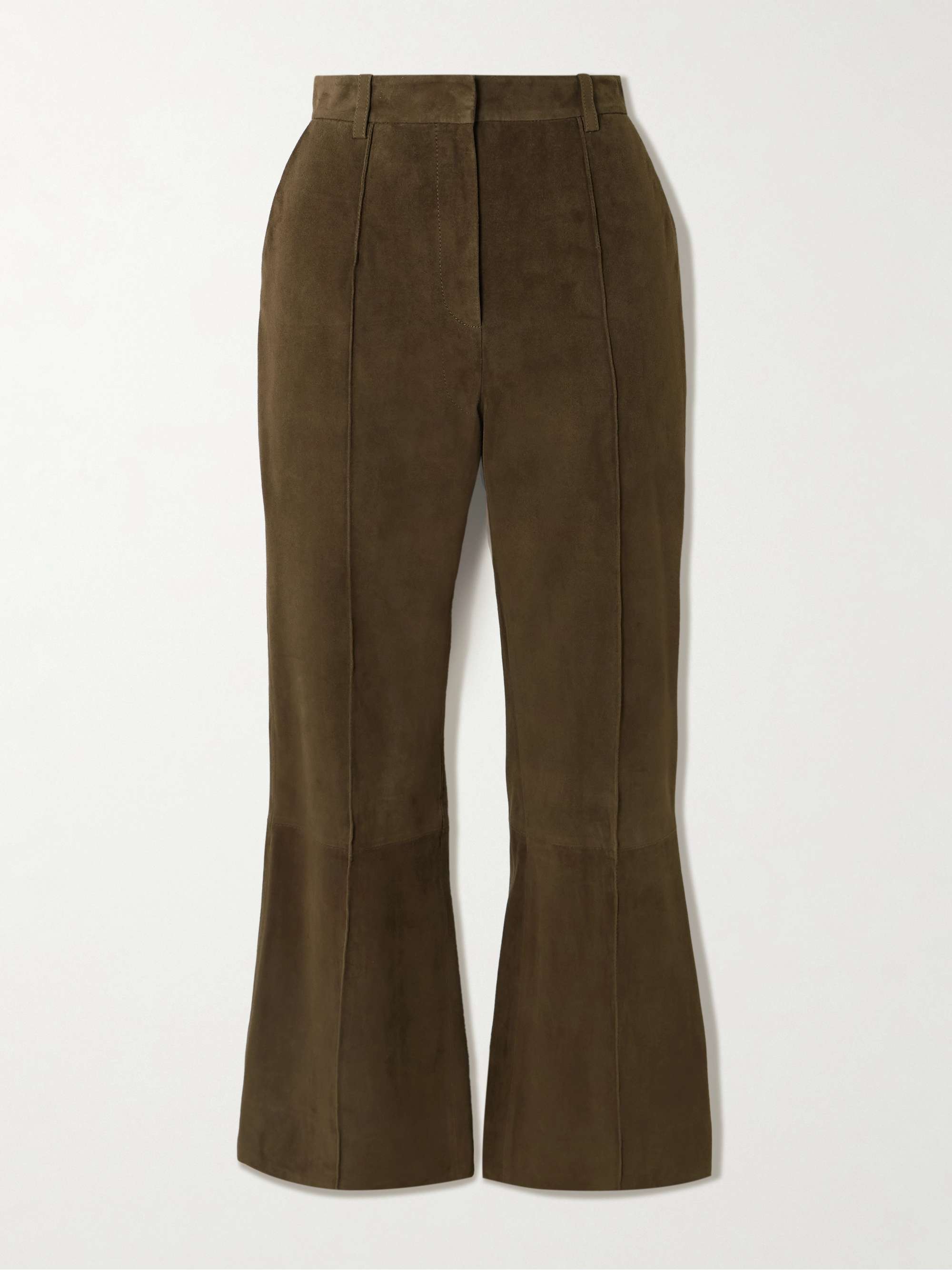 Cropped Suede Flared Pants