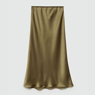 Khaki Mango satin slip skirt